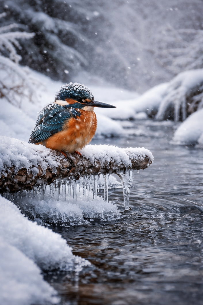 Frierender Eisvogel an der Wörpe